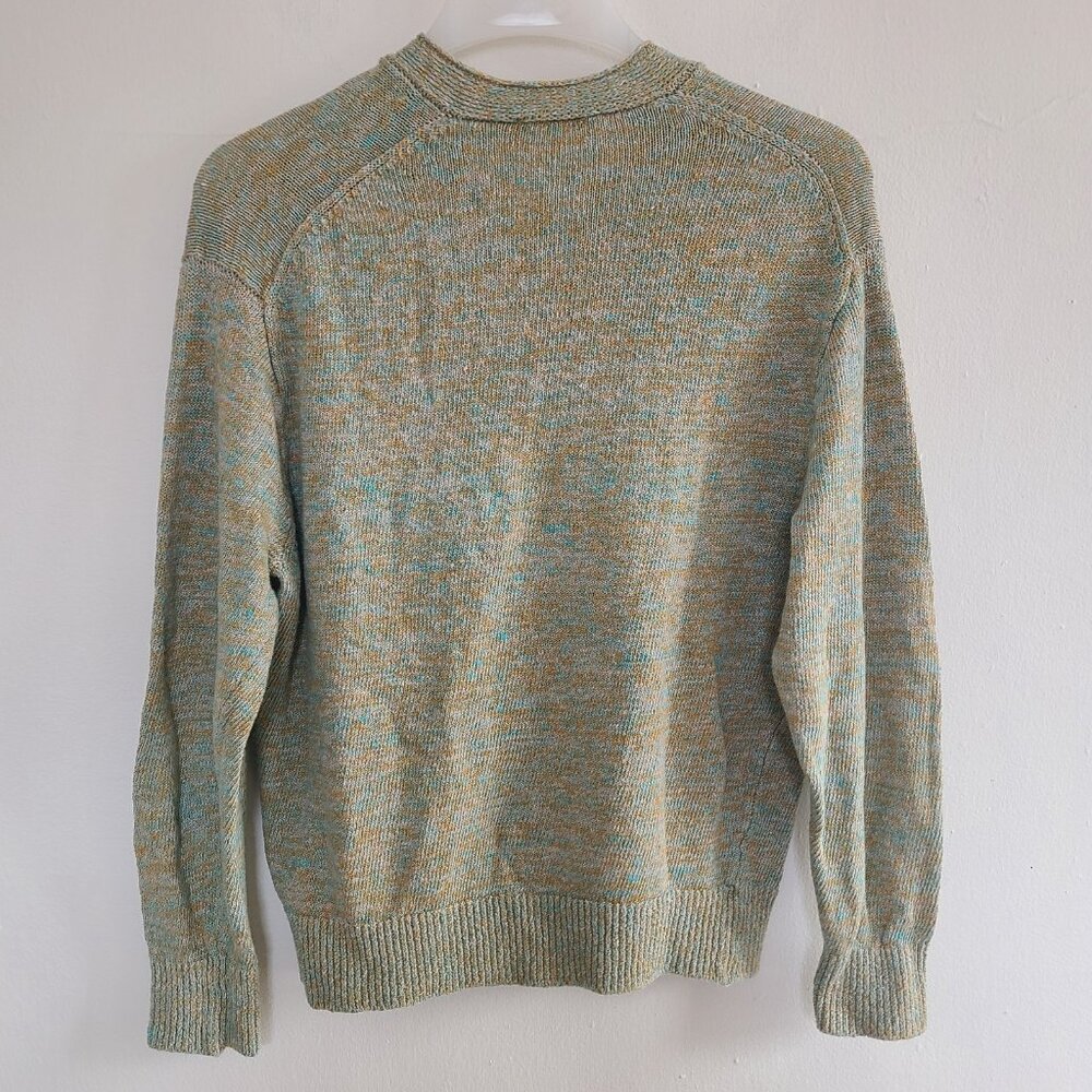 Inis Meain Linen Sweater V Neck Size L Green Ireland - Picture 2 of 8